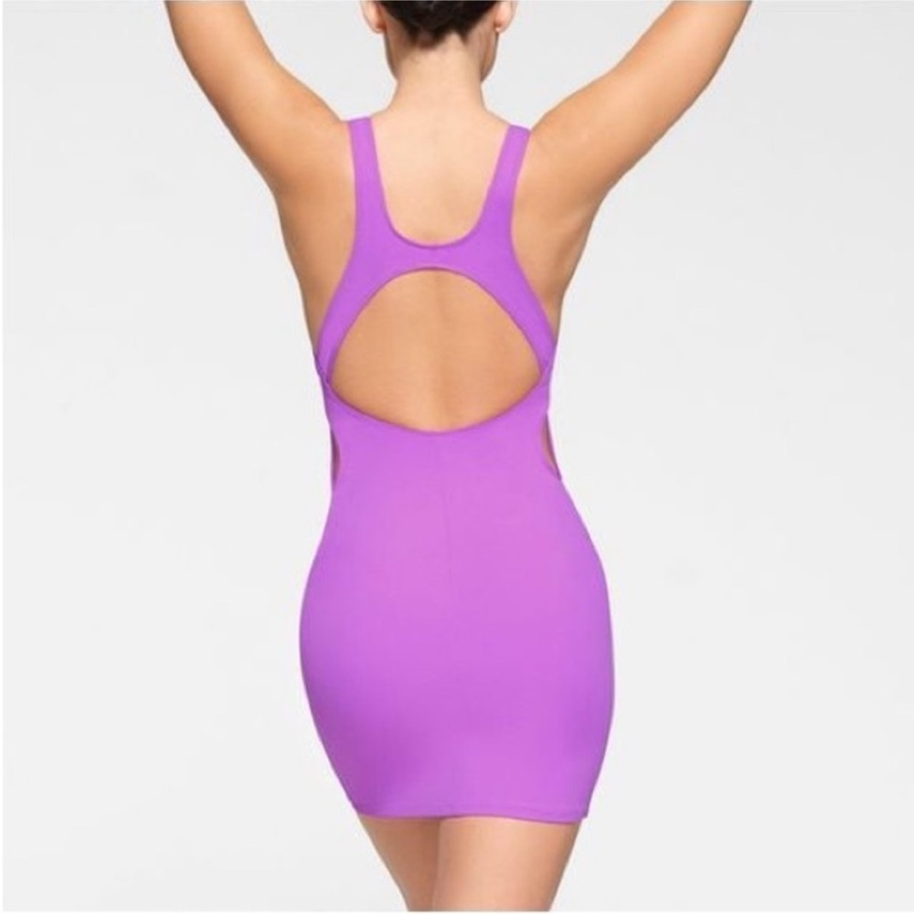 NWT Skims Recycled Swim  Cut Out Tank Dress in Violet - Picture 3 of 8